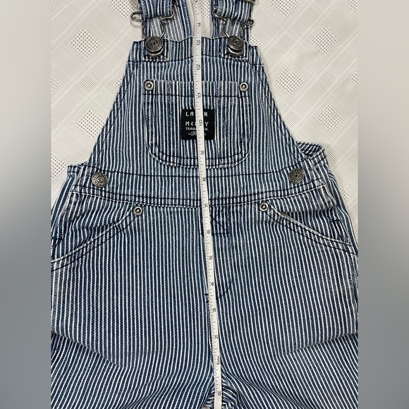 Lakin McKey by KEY Baby Overalls 9M Blue White Railroad Stripe Denim - Picture 6 of 13